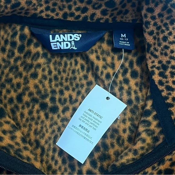 Lands End Fleece Quarter Zip Pullover Cheetah Print Size Medium 10-12 - Picture 7 of 9